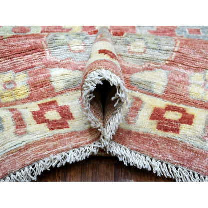 Oushak And Peshawar Wool Hand Knotted Rug Red Coral Red 11.7X14.6 -O070194