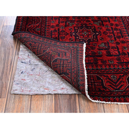Tribal & Geometric Wool Hand Knotted Rug Red 2.8x4.0 -O0701