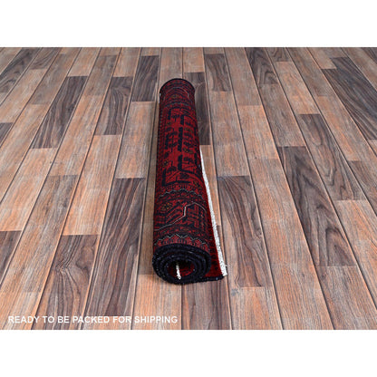 Tribal & Geometric Wool Hand Knotted Rug Red 2.8x4.0 -O0701
