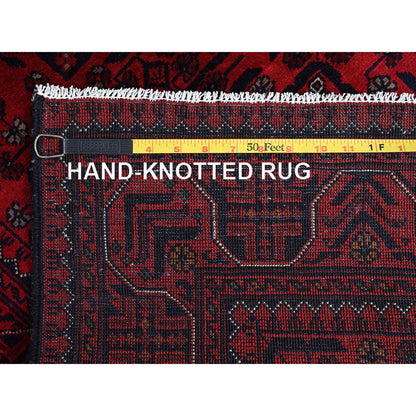 Tribal & Geometric Wool Hand Knotted Rug Red 2.8x4.0 -O0701
