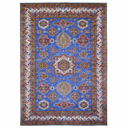 Kazak Wool Hand Knotted Rug Blue Ivory 8.8X12.4 -O070233