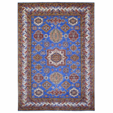Kazak Wool Hand Knotted Rug Blue Ivory 8.8X12.4 -O070233