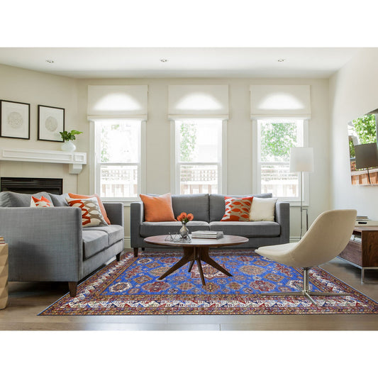 Kazak Wool Hand Knotted Rug Blue Ivory 8.8X12.4 -O070233