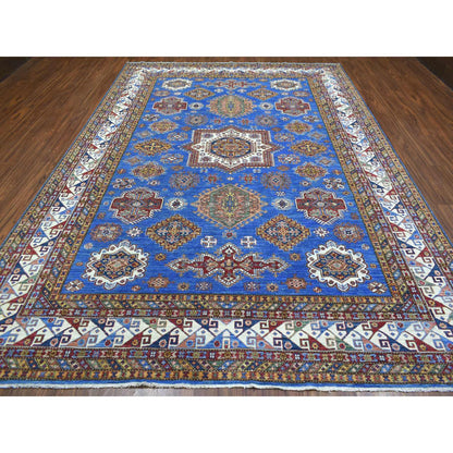 Kazak Wool Hand Knotted Rug Blue Ivory 8.8X12.4 -O070233