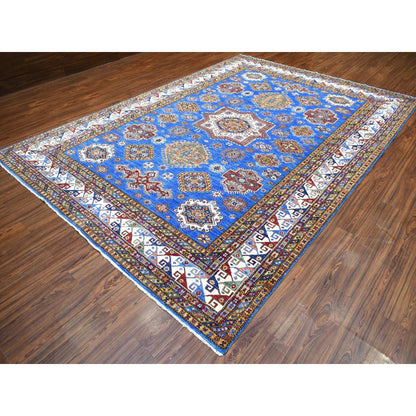 Kazak Wool Hand Knotted Rug Blue Ivory 8.8X12.4 -O070233