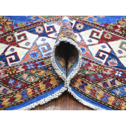 Kazak Wool Hand Knotted Rug Blue Ivory 8.8X12.4 -O070233