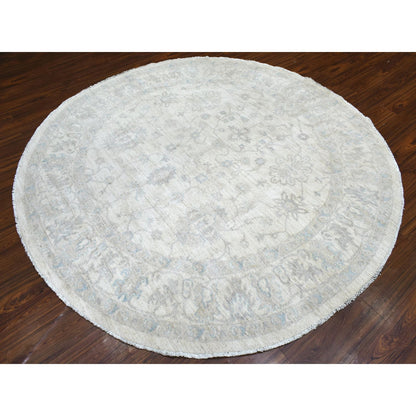 Oushak And Peshawar Wool Hand Knotted Rug Ivory Ivory 7.8X7.8 -O070240