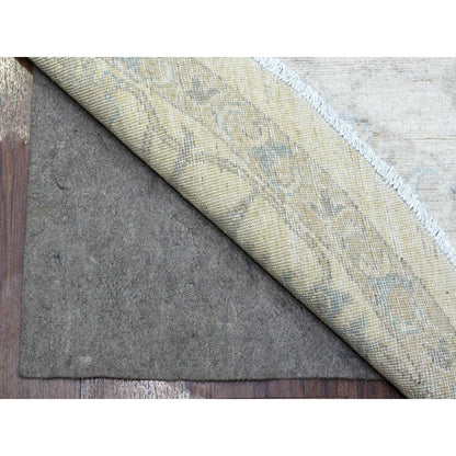 Oushak And Peshawar Wool Hand Knotted Rug Ivory Ivory 7.8X7.8 -O070240