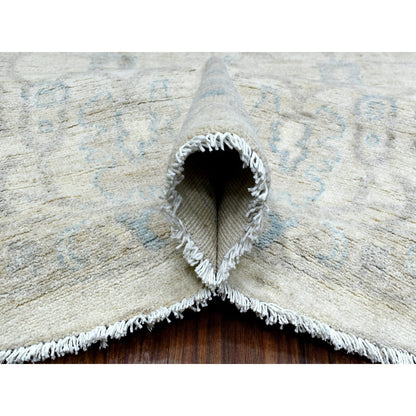 Oushak And Peshawar Wool Hand Knotted Rug Ivory Ivory 7.8X7.8 -O070240