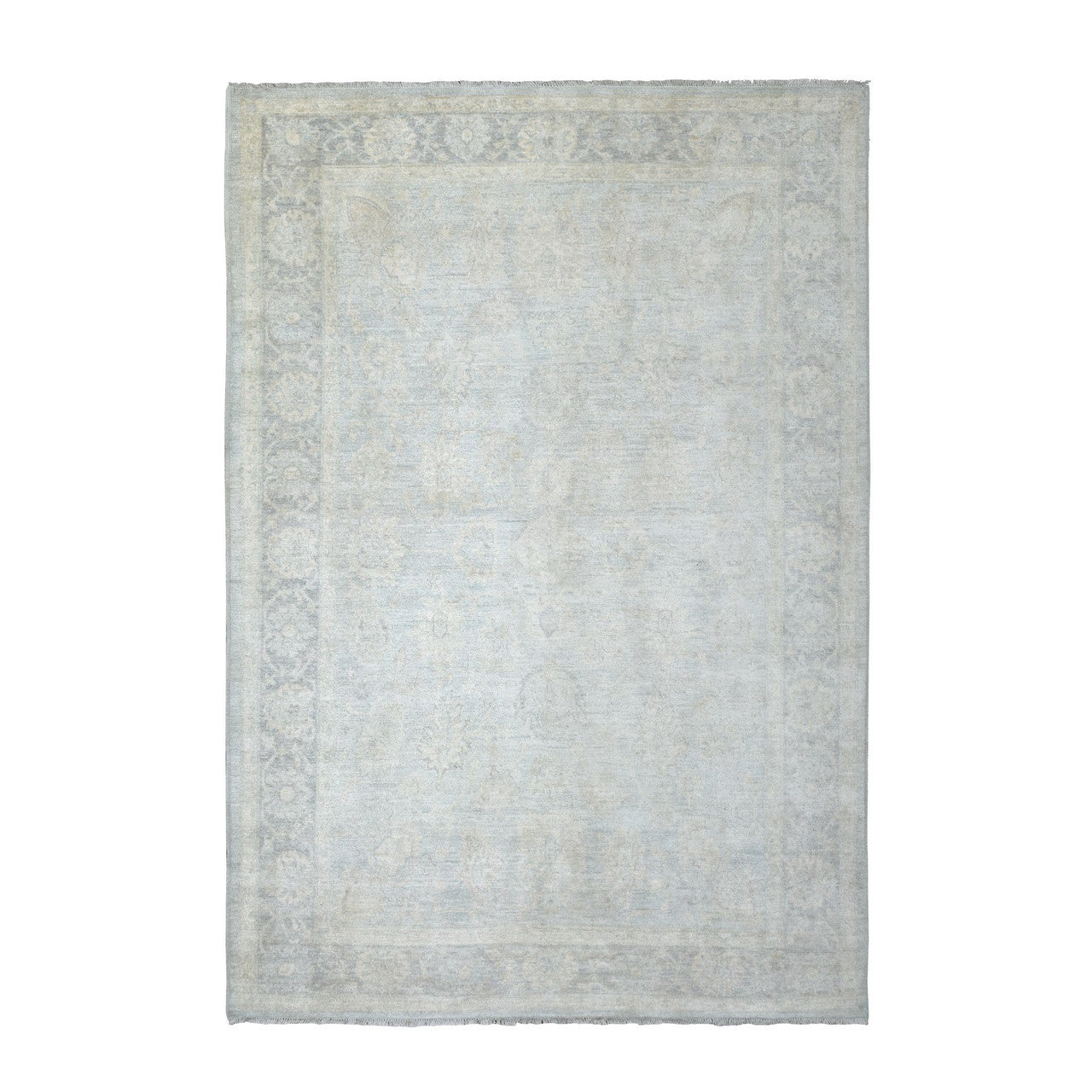 Gray 6'0" x 8'9" Oushak And Peshawar Hand knotted Wool Rug - Sku: O070253