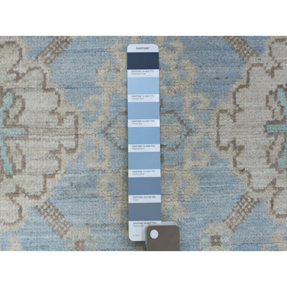 Oushak And Peshawar Wool Hand Knotted Rug Blue Beige 2.9X15.0 -O070267