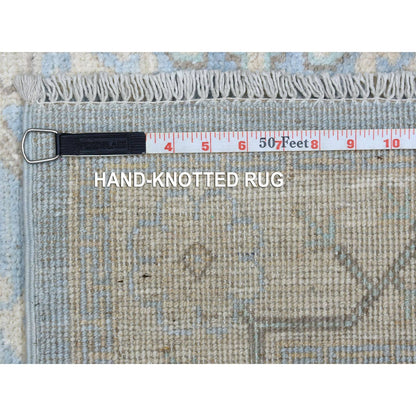 Oushak And Peshawar Wool Hand Knotted Rug Blue Beige 2.9X15.0 -O070267