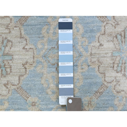 Oushak And Peshawar Wool Hand Knotted Rug Blue Beige 2.6X14.10 -O070273