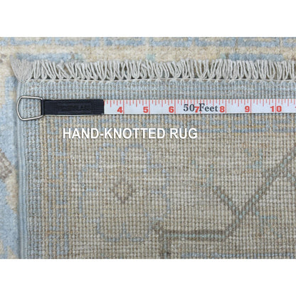 Oushak And Peshawar Wool Hand Knotted Rug Blue Beige 2.6X14.10 -O070273