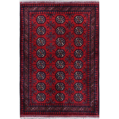 Tribal & Geometric Wool Hand Knotted Rug Red 2.9x3.10 -O0702