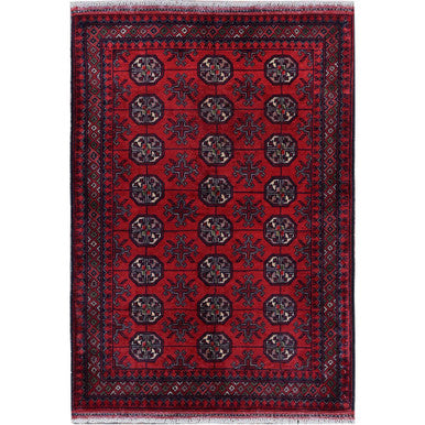 Tribal & Geometric Wool Hand Knotted Rug Red 2.9x3.10 -O0702