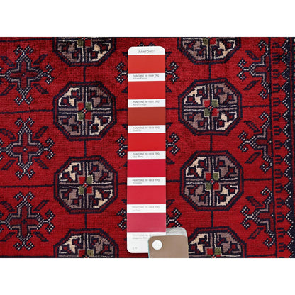 Tribal & Geometric Wool Hand Knotted Rug Red 2.9x3.10 -O0702