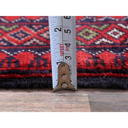 Tribal & Geometric Wool Hand Knotted Rug Red 2.9x3.10 -O0702