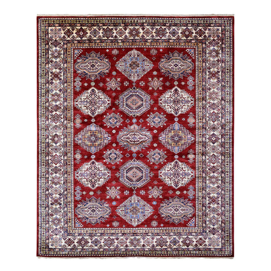 Kazak Wool Hand Knotted Rug Red Ivory 8.4X9.9 -O070301