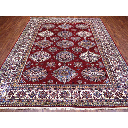 Kazak Wool Hand Knotted Rug Red Ivory 8.4X9.9 -O070301