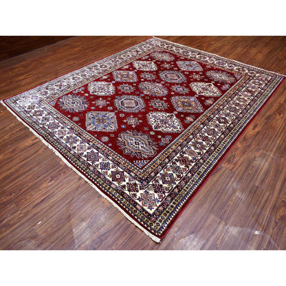 Kazak Wool Hand Knotted Rug Red Ivory 8.4X9.9 -O070301
