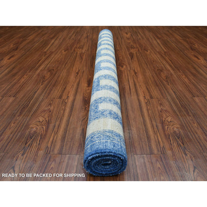 Oushak And Peshawar Wool Hand Knotted Rug Blue Blue 5.10X8.9 -O070310