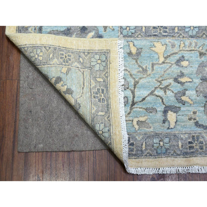 Oushak And Peshawar Wool Hand Knotted Rug Ivory Blue 9.0X11.10 -O070317