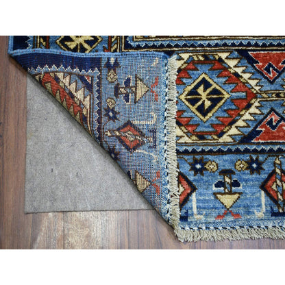 Tribal & Geometric Wool Hand Knotted Rug Blue Blue 9.8X12.4 -O070321