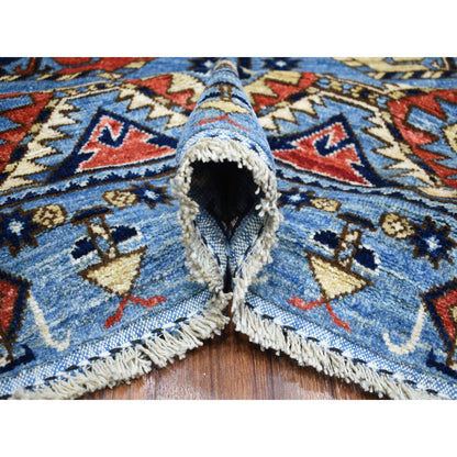 Tribal & Geometric Wool Hand Knotted Rug Blue Blue 9.8X12.4 -O070321