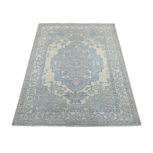 Oushak And Peshawar Wool Hand Knotted Rug Beige Beige 4.0X5.3 -O070383