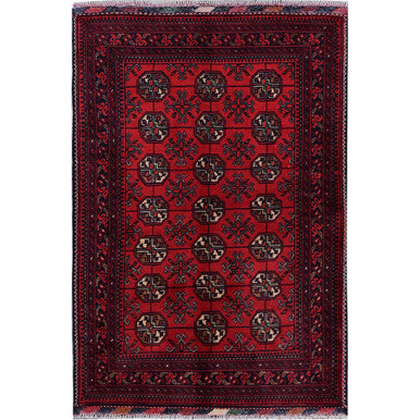 Tribal & Geometric Wool Hand Knotted Rug Red 2.9x3.11 -O0703