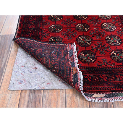 Tribal & Geometric Wool Hand Knotted Rug Red 2.9x3.11 -O0703