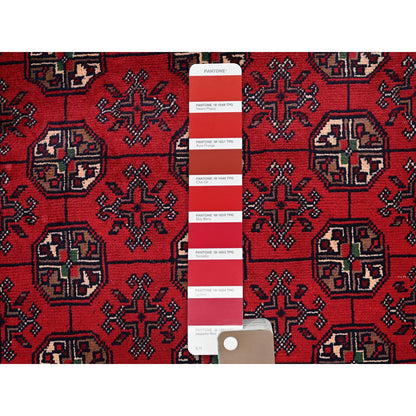 Tribal & Geometric Wool Hand Knotted Rug Red 2.9x3.11 -O0703