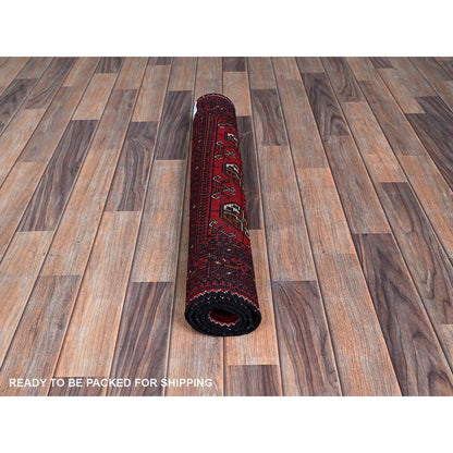 Tribal & Geometric Wool Hand Knotted Rug Red 2.9x3.11 -O0703