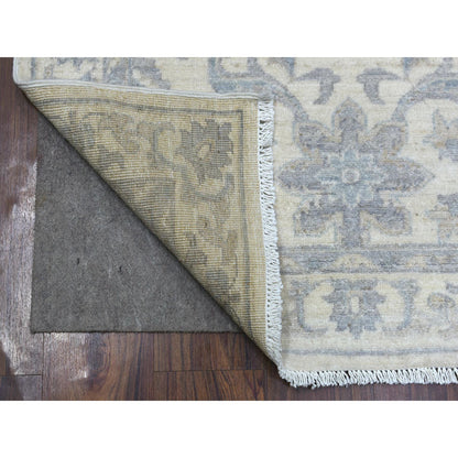 Oushak And Peshawar Wool Hand Knotted Rug Ivory Ivory 3.3X9.8 -O070405