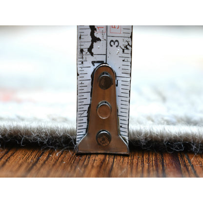 Tribal & Geometric Wool Hand Knotted Rug Grey Ivory 3.0X4.10 -O070455