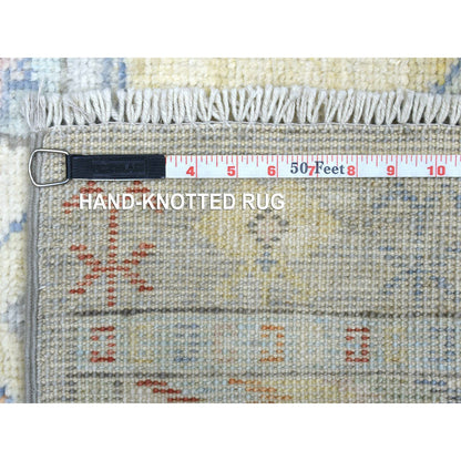 Tribal & Geometric Wool Hand Knotted Rug Grey Ivory 3.0X4.10 -O070455