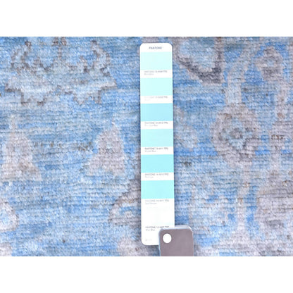 Oushak And Peshawar Wool Hand Knotted Rug Blue Silver 3.1X4.10 -O070474