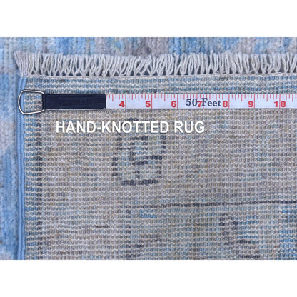 Oushak And Peshawar Wool Hand Knotted Rug Blue Silver 3.1X4.10 -O070474