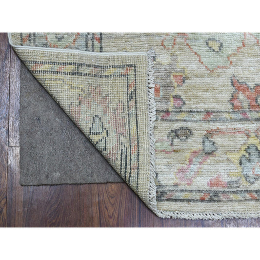 Oushak And Peshawar Wool Hand Knotted Rug Beige Beige 2.10X12.3 -O070494