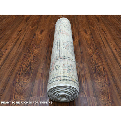 Oushak And Peshawar Wool Hand Knotted Rug Beige Beige 2.10X12.3 -O070494