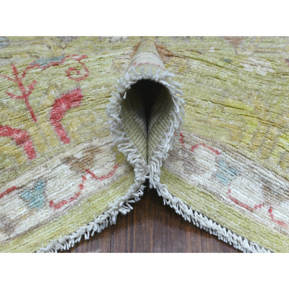 Oushak And Peshawar Wool Hand Knotted Rug Green Lime Green 8.0X9.9 -O070497