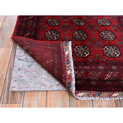 Tribal & Geometric Wool Hand Knotted Rug Red 2.7x4.0 -O0704