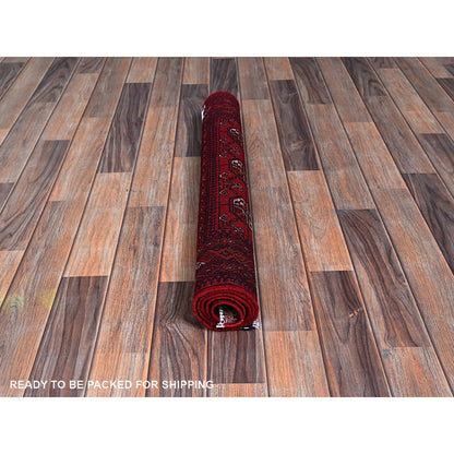 Tribal & Geometric Wool Hand Knotted Rug Red 2.7x4.0 -O0704