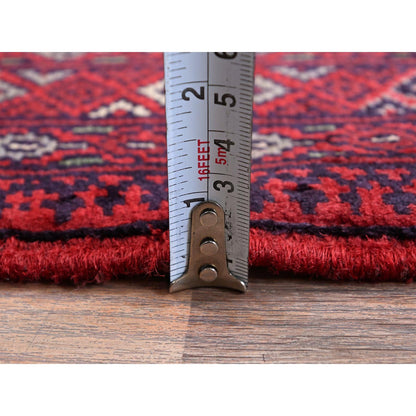 Tribal & Geometric Wool Hand Knotted Rug Red 2.7x4.0 -O0704