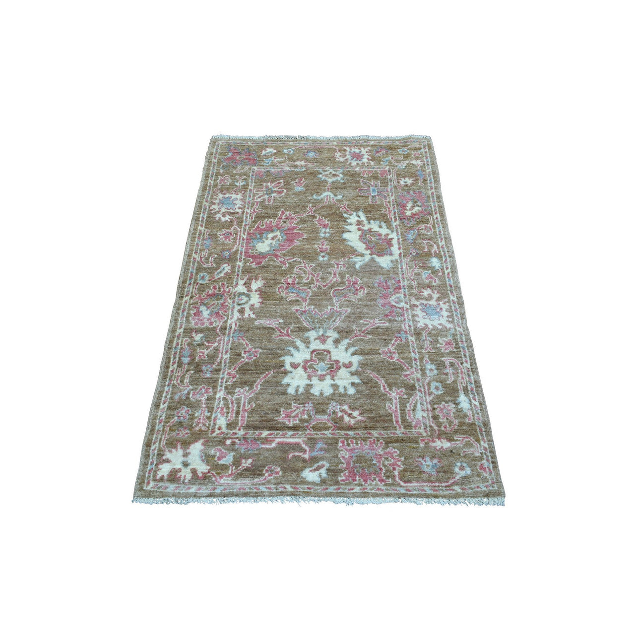 Oushak And Peshawar Wool Hand Knotted Rug Brown Almond Brown 3.1X5.0 -O070544