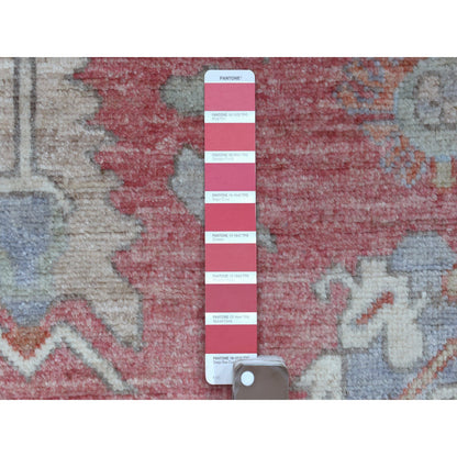 Oushak And Peshawar Wool Hand Knotted Rug Red Coral Red 4.3X6.1 -O070562