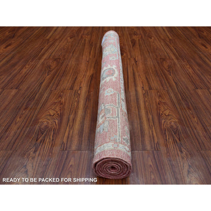 Oushak And Peshawar Wool Hand Knotted Rug Red Coral Red 4.3X6.1 -O070562