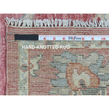 Oushak And Peshawar Wool Hand Knotted Rug Red Coral Red 4.3X6.1 -O070562