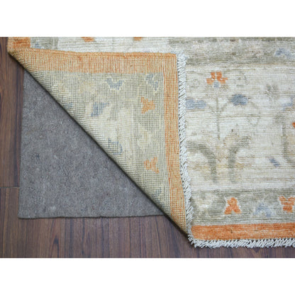 Oushak And Peshawar Wool Hand Knotted Rug Orange Ivory 7.10X10.2 -O070575